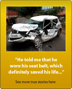 Seatbelts save lives! White swift crash