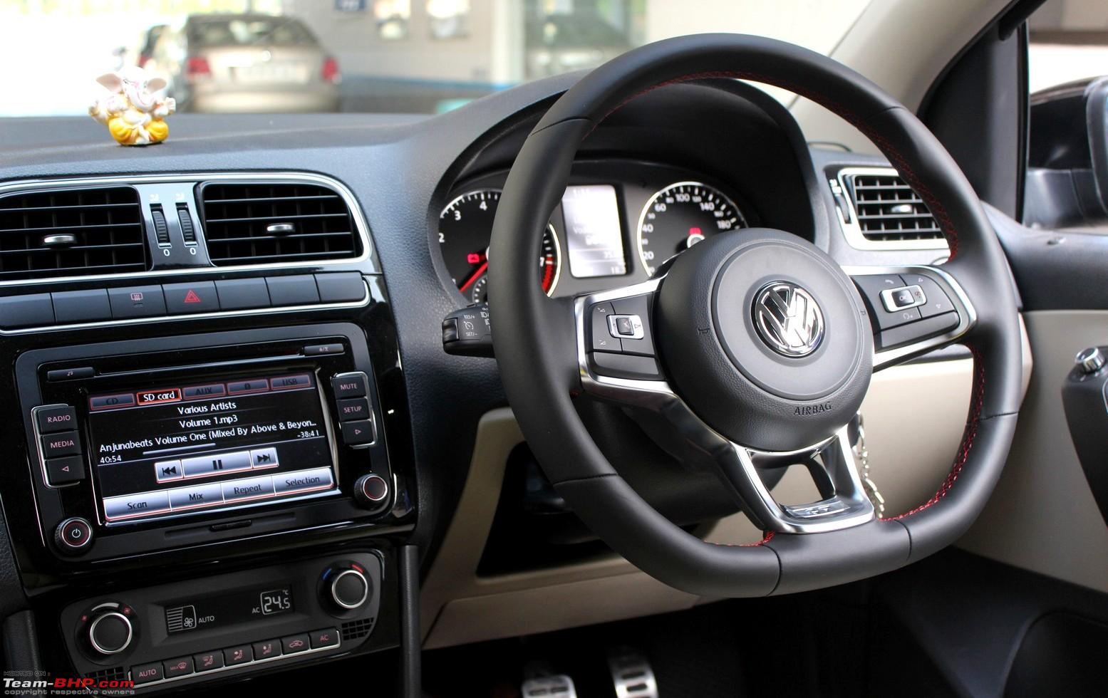 Drivers controls and steering wheel in the VW Volkswagen Polo GTI