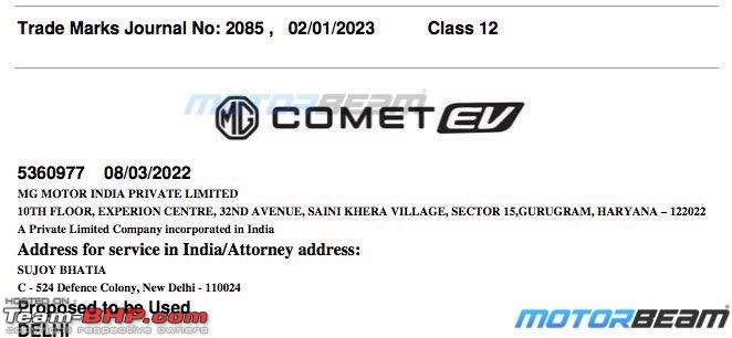 MG Motors to launch an EV at Rs 10 to 15 lakh by end of next fiscal. EDIT: Named Comet EV-mgcometevtrademark.jpg