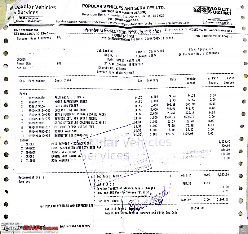 Maruti Service is cheap - A myth!-swift-bill.jpg