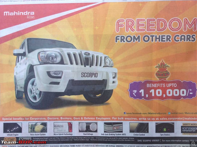 2014 Mahindra Scorpio Facelift (W105). EDIT: Now launched at Rs. 7.98 lakhs-scorpioadvt.jpg
