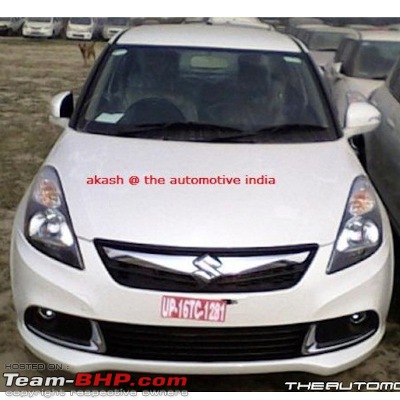 Team-BHP SCOOP: Maruti Dzire Facelift caught uncamouflaged!* EDIT: Now launched!*-2015marutidzirefaceliftwhitefrontdealershipyard.jpg