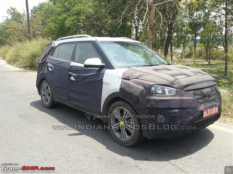 Hyundai ix25 Compact SUV caught testing in India. EDIT: Named the Creta-hyundaiix25frontquartertopendspied.jpg