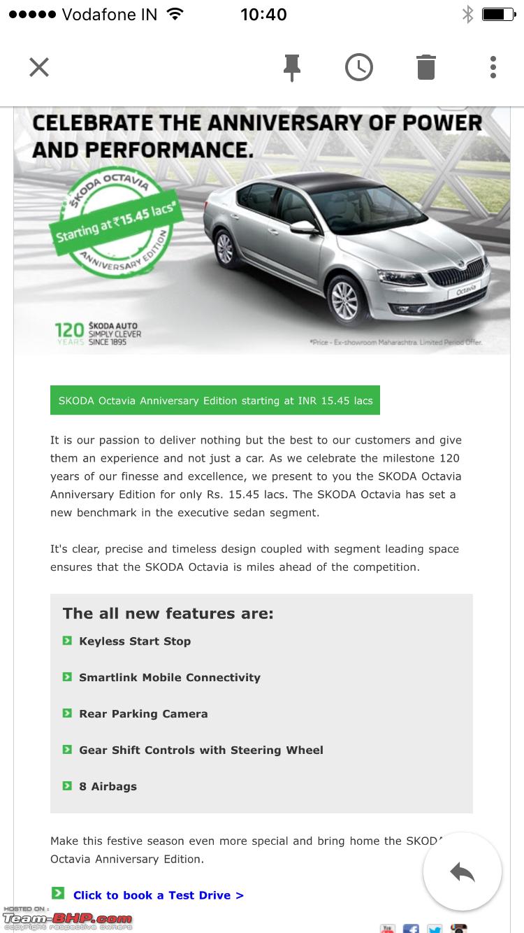 Skoda Octavia gets a new "Style Plus" variant; Anniversary Edition launched  - Page 11 - Team-BHP