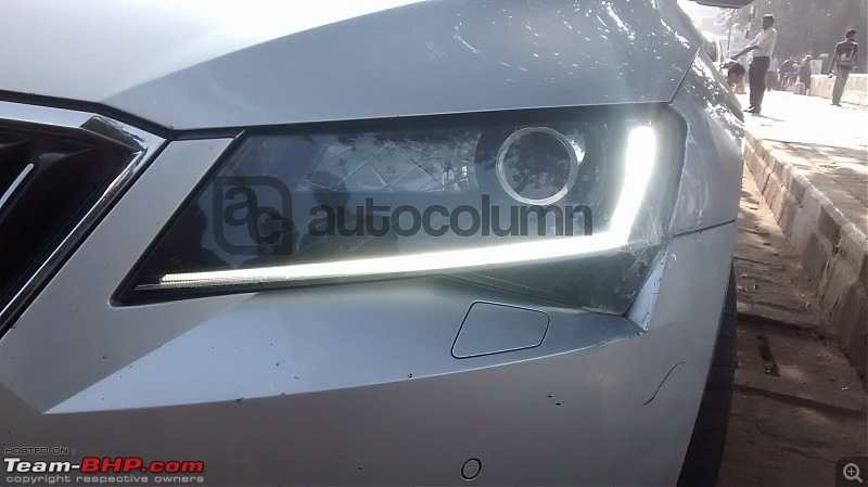 Scoop! Third-gen Skoda Superb spotted testing in India EDIT: Launched at Rs. 22.68 lakhs!-2016skodasuperbindiaheadlamp.jpg