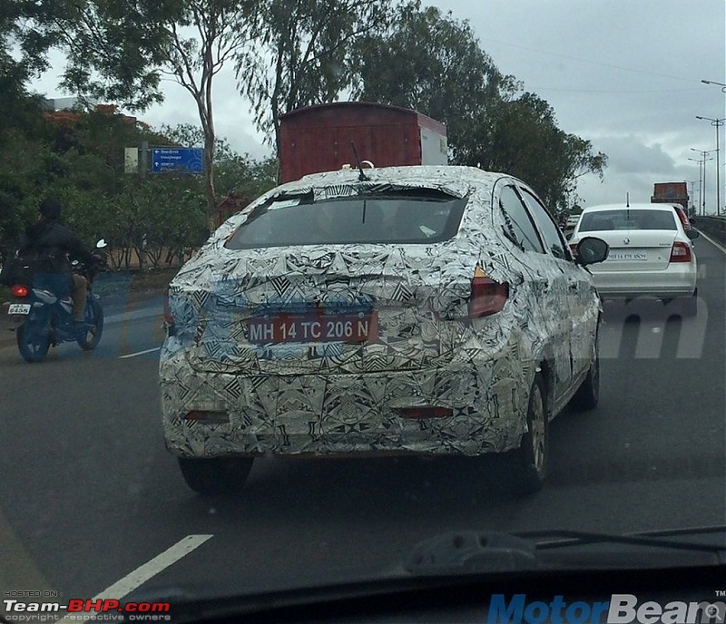 Tata Tiago-based compact sedan. EDIT: Tigor launched at Rs 4.7 lakhs-tatakitespiedrear.jpg