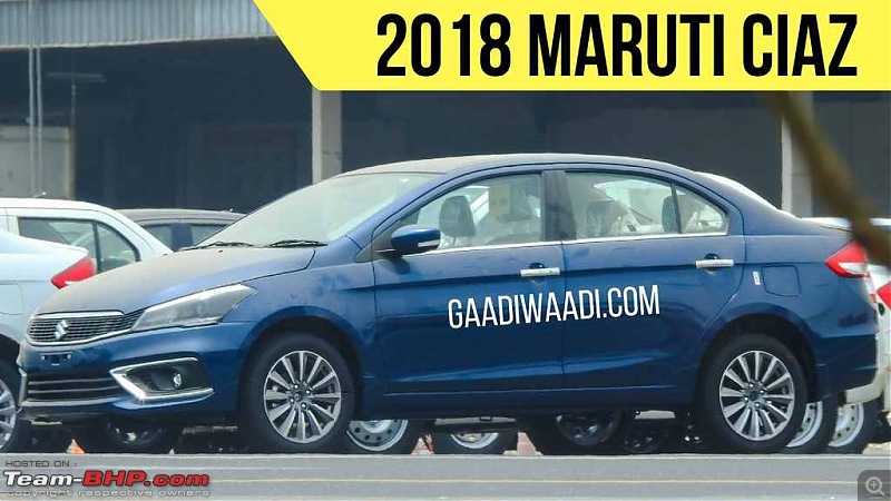 The Maruti Ciaz Facelift. EDIT: Now launched at ₹ 8.19 lakhs-2018maruticiazfaceliftbluefrontthreequartersleftsidespyshot.jpg
