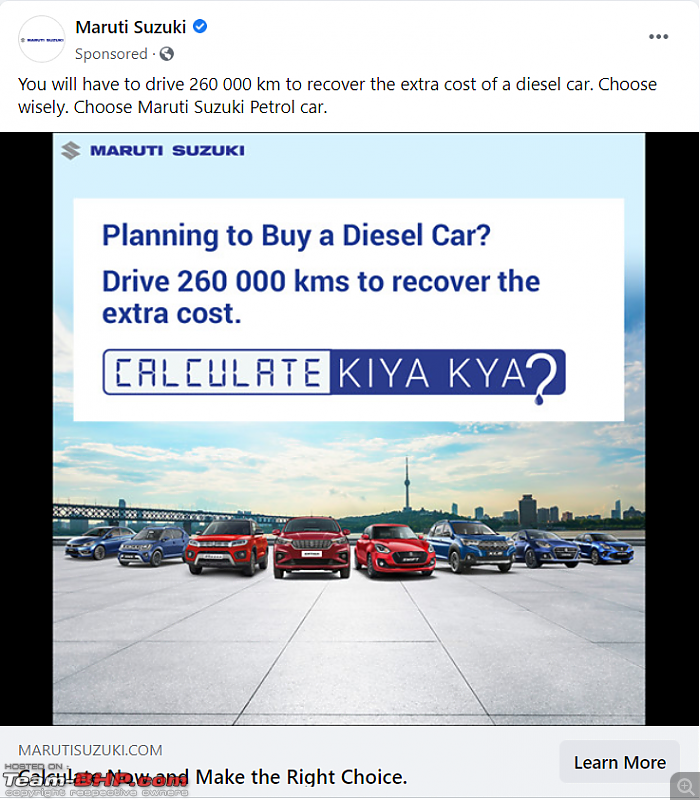 Maruti now says = Diesel car costs can only be recovered after 260,000 km-ms.png