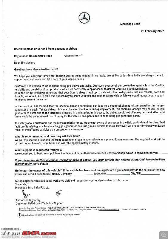 Maintaining a Mercedes-Benz in India-letter.jpg