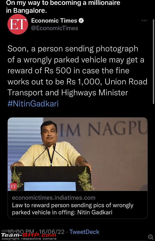Union Minister Nitin Gadkari - Law to reward person sending pics of wrongly parked vehicle in offing-911c84a99b3b42fcb1a0ddb2af90e4ee.jpeg