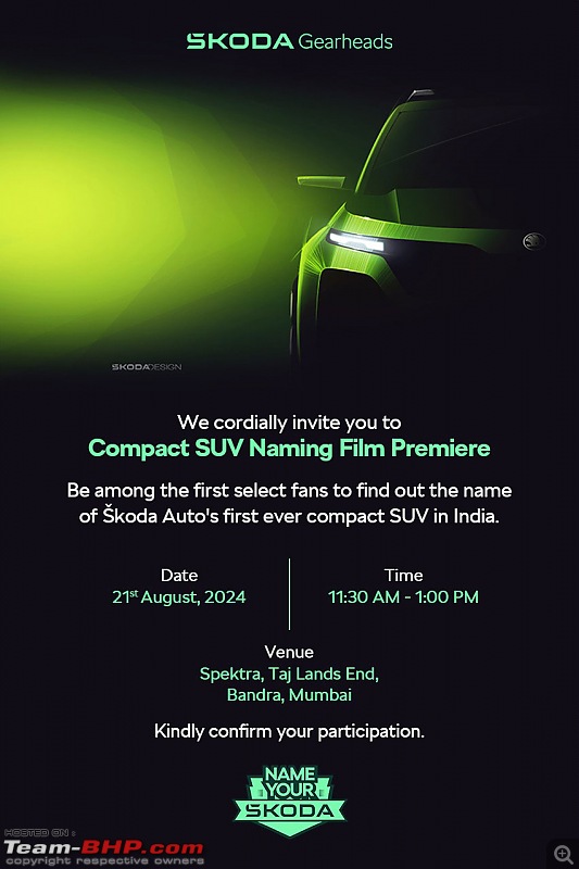 Skoda to launch a Compact SUV in 2025. EDIT: Named Kylaq-invitationfornamingfilmpremier.jpg