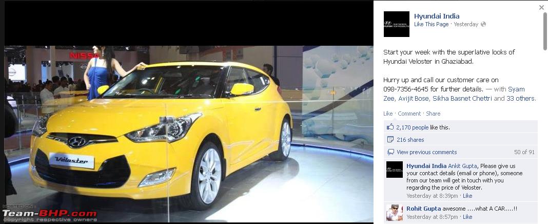 Hyundai India Fb Page Soliciting Inquiries For The Veloster Team Bhp