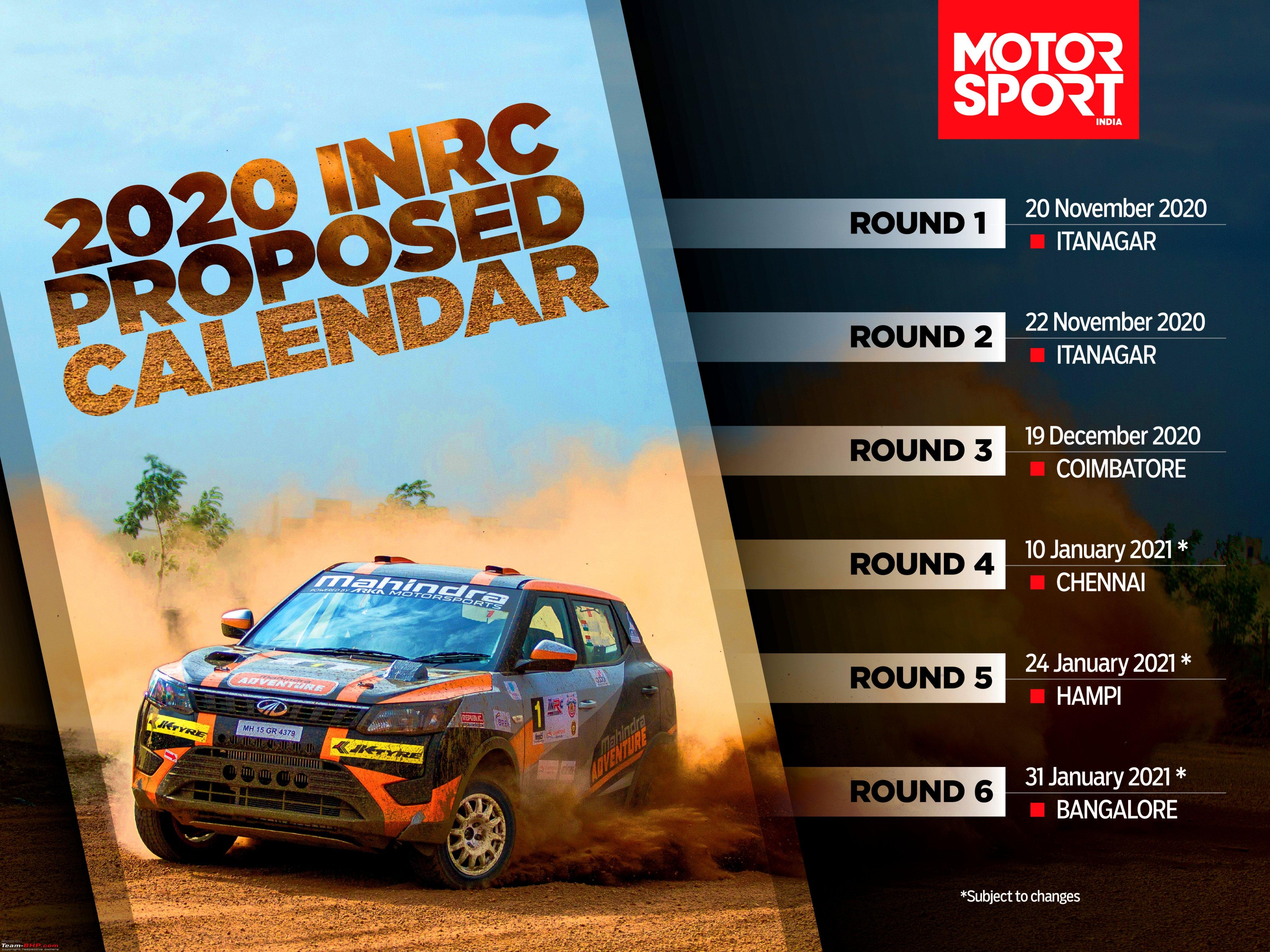 Indian National Rally Championship (INRC) 2020 Calendar is out TeamBHP