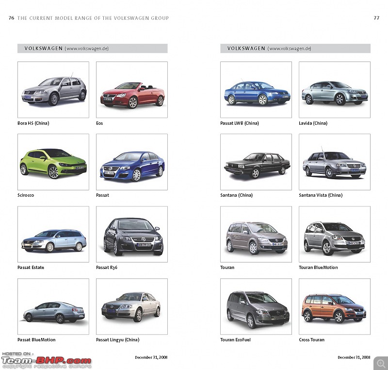Complete List of VW Group's Models sold worldwide - Team-BHP