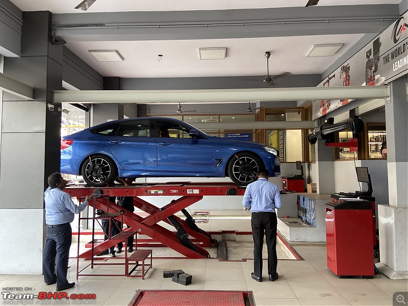 A GT joins a GT - Estoril Blue BMW 330i GT M-Sport comes home - EDIT: 100,000 kilometers up-wheel-alignment.jpg