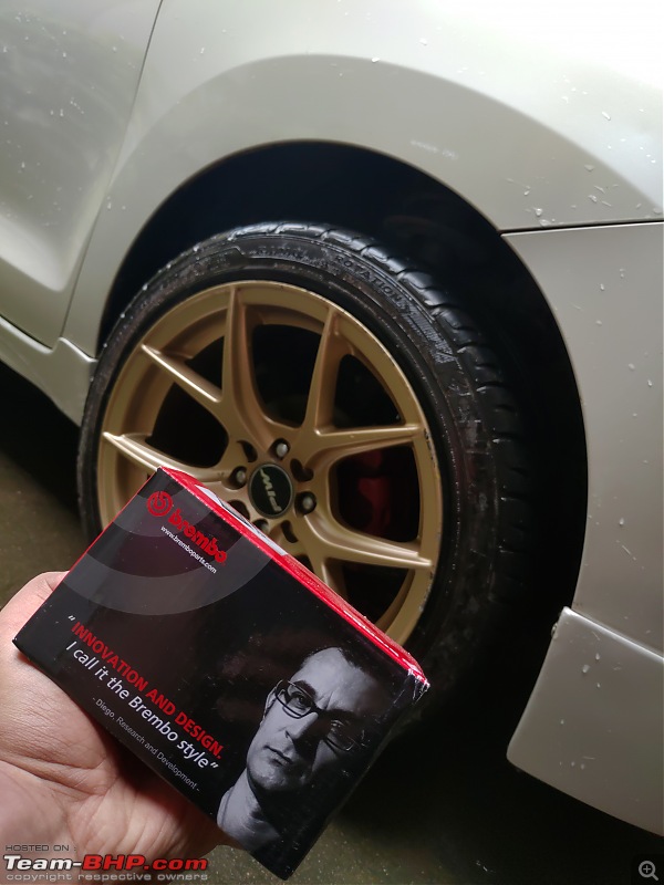 Modification Diaries | Maruti Baleno Zeta | Remap, lowering springs, exhaust, audio upgrade & more-brembo-brake-pads.jpg