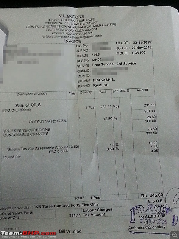 V.L. Motors, Santacruz (Honda 2-wheeler service centre) caught overcharging!-4.jpg