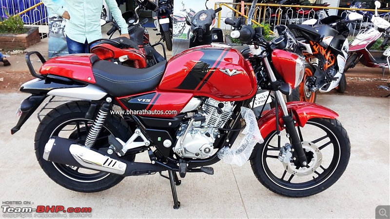 The Bajaj V - A motorcycle made with INS Vikrant's steel-bajajv15sidelaunchedincocktailwineredcolor.jpg