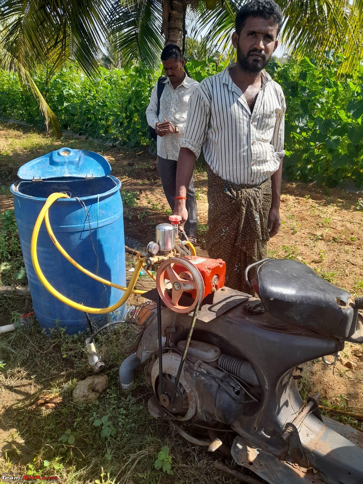 Desi jugaad: Scooter drives water pump in the fields - Team-BHP