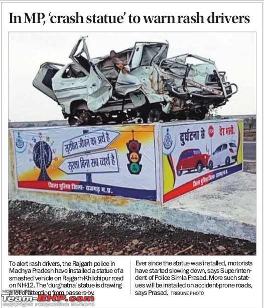 Crash wreckage kept on display along the MP highway to warn rash drivers-news.jpg
