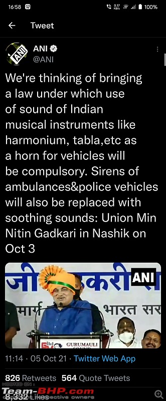 Car horns to sound like musical instruments (Tabla, Flute etc): Nitin Gadkari-screenshot_2021_1005_165903.jpg