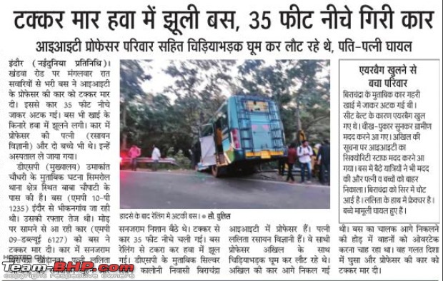 Hyundai Creta rolls down hill after collision with bus | Seatbelts and airbags save occupants-naidunia-report26oct23.jpg