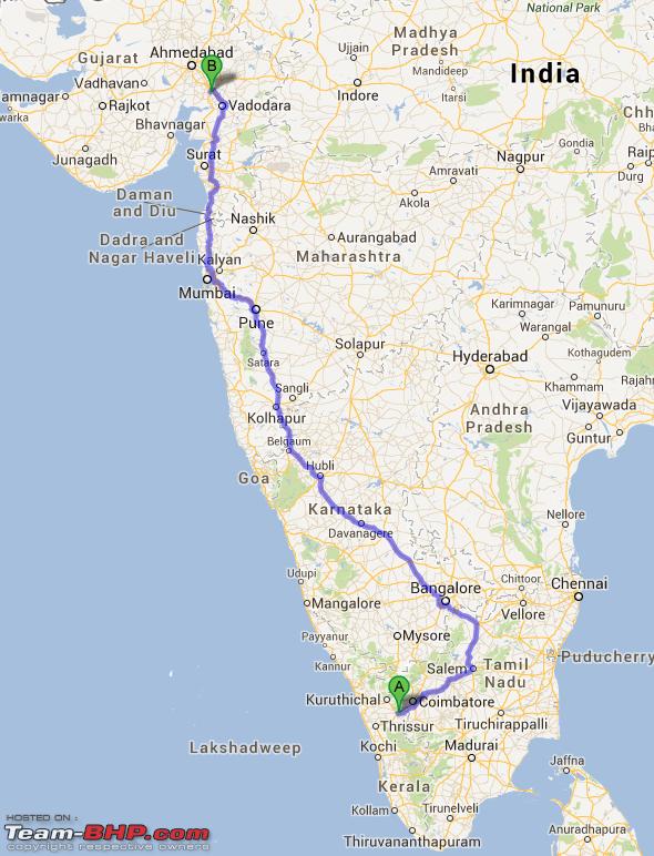 Gujarat To Kerala Map Palakkad [Kerala] To Anand [Gujarat] - Team-Bhp