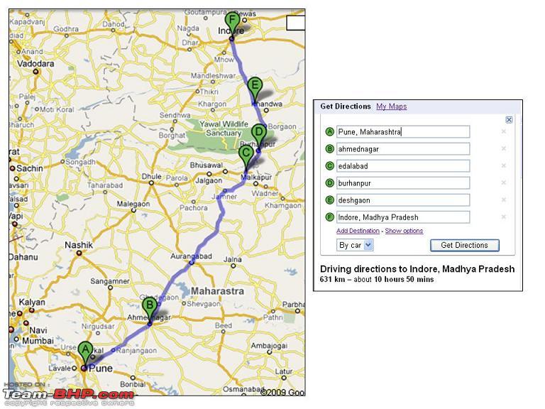 Gwalior To Indore Road Map Pune - Indore : Route Queries - Team-Bhp