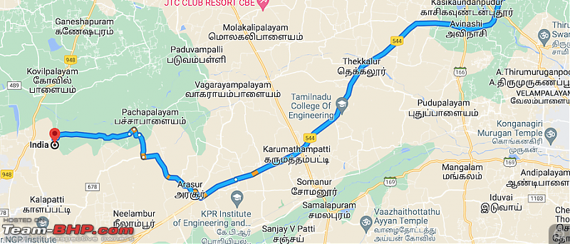 Bangalore to Coimbatore : Route Queries-route-1arasur-road.png