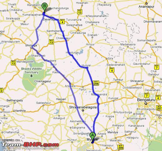 Bangalore To Bhadravathi Route Map Road Conditions On Mysore-Mandya-Huliyurdurga-Kunigal-Tumkur - Team-Bhp