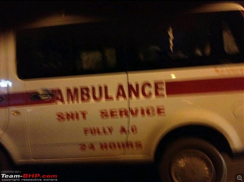 Pics of Weird, Wacky & Funny stickers / badges on cars / bikes-ambulance.jpg