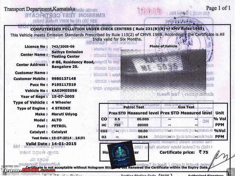 Understanding PUC (Pollution under control) certificate readings Page