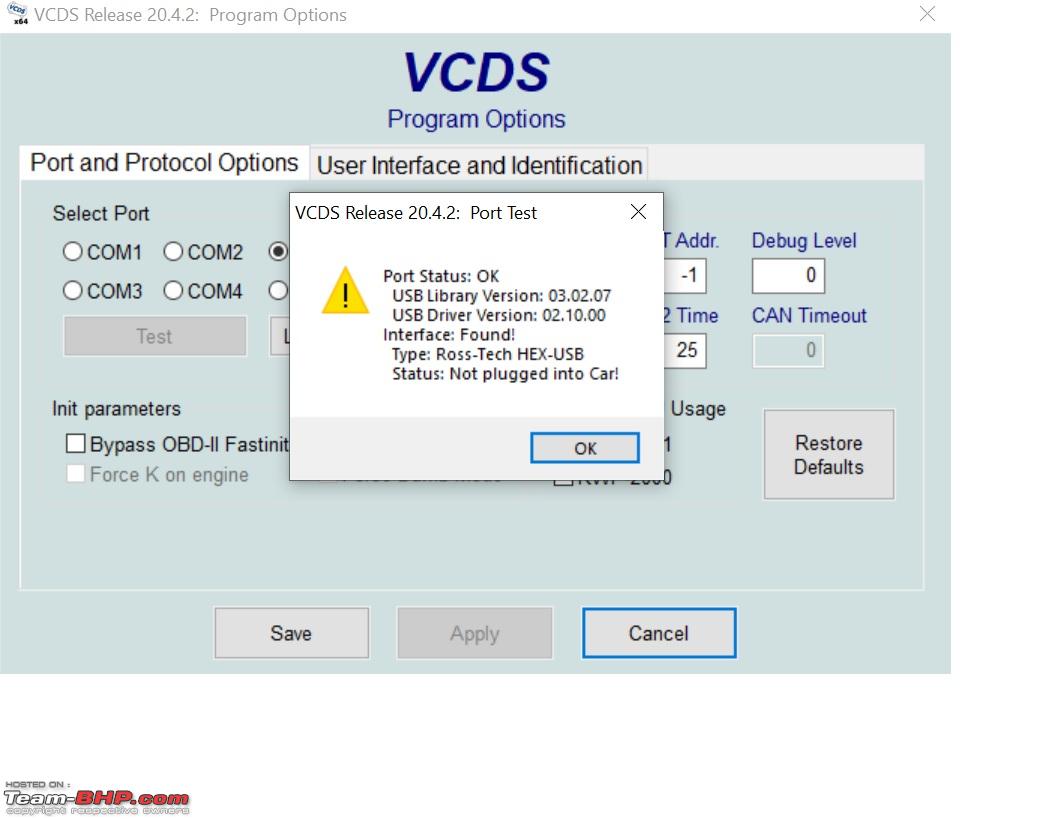 vcds port ok interface not found