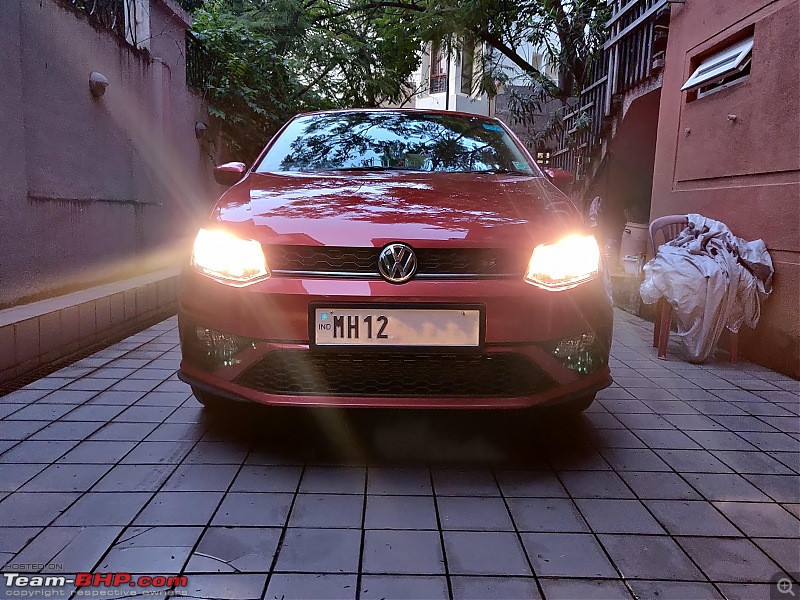 Review: Driving home our Sunset Red VW Polo Highline+ TSI Automatic-headlights-parkinge.jpg
