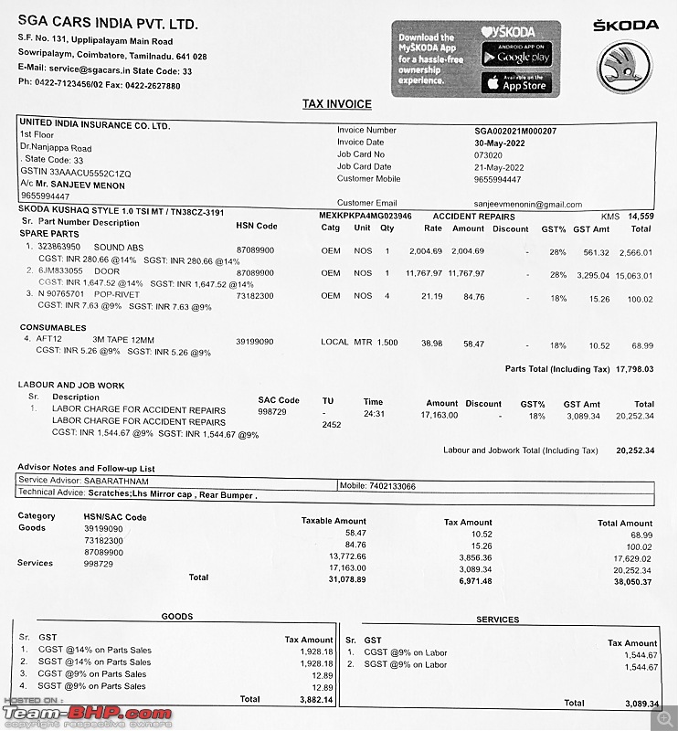 Ownership Review | Skoda Kushaq 1.0L MT Style | 15,000 kms up!-insurance-bill_kushaq.jpg