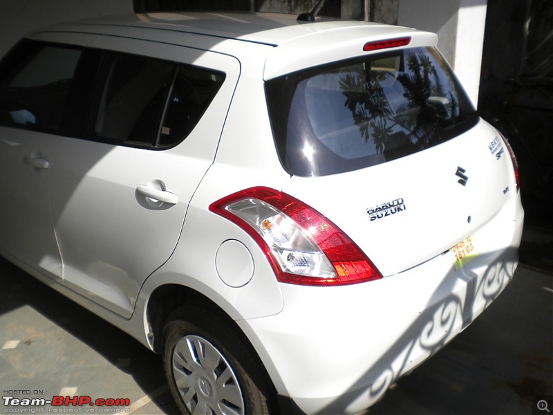 White Pearl - My 2011 Maruti Swift-rear.jpg