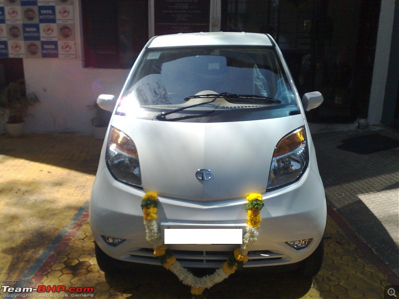 Tata Nano Pearl White LX 2012 - Surprise gift for parents!-frontview.jpg