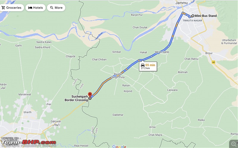 Suchetgarh Border Outpost (J&K); where a Banyan tree marks the International border-suchetgarh-map.jpg