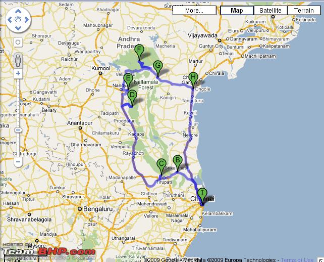 Srisailam To Hyderabad Route Map Tirumala-Ahobilam-Mahanandi-Srisailam: A 1350 Km Trip From Chennai -  Team-Bhp