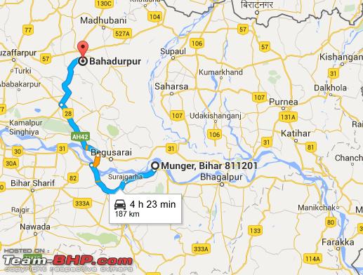 Name:  Munger  Bihar 811201 to Bahadurpur  Darbhanga  Bihar   Google Maps.png
Views: 1442
Size:  151.4 KB
