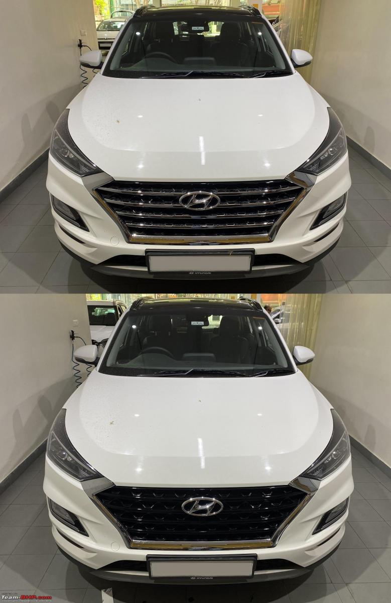 Hyundai Tucson: Dechroming the front grille with a gloss black wrap |  Team-BHP