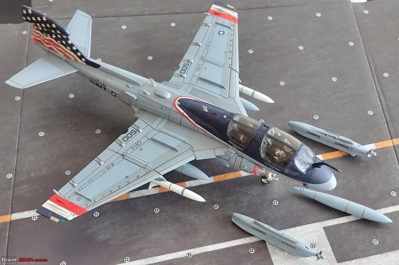 Scale models of four fighter aircraft with great attention to