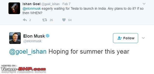 Tesla might officially launch in India by mid-2017: Elon Musk 