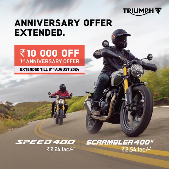 Triumph extends anniversary offer of Rs 10,000 off till August 31 