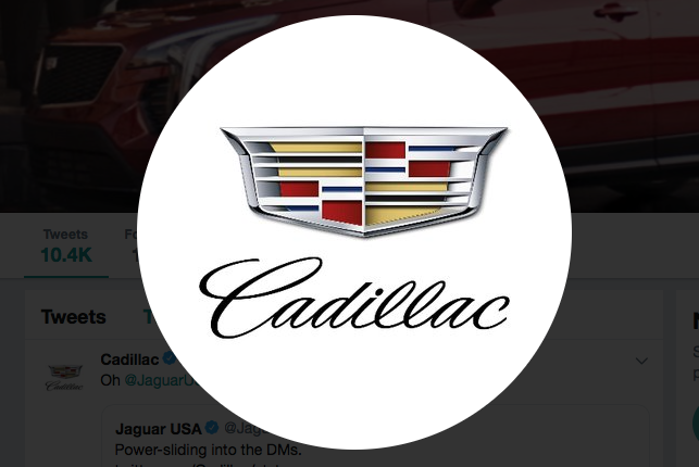 Cadillac wishes competitors on Valentines Day on Twitter 
