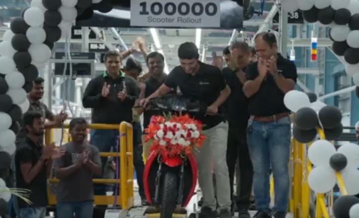 Ather 450X production crosses the 1 lakh unit milestone 