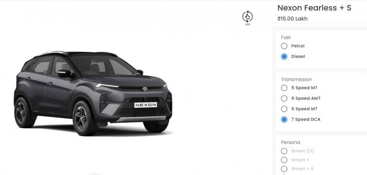 Tata Nexon Diesel DCT variant listed on official website 