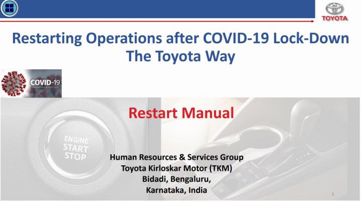 Toyota's post lockdown 'Restart Manual' for businesses 