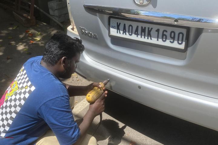 Neatly installing reverse parking sensors on my OG Toyota Innova 