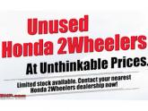 Honda selling unused 2-wheelers